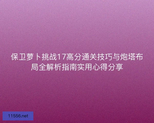 保卫萝卜挑战17高分通关技巧与炮塔布局全解析指南实用心得分享