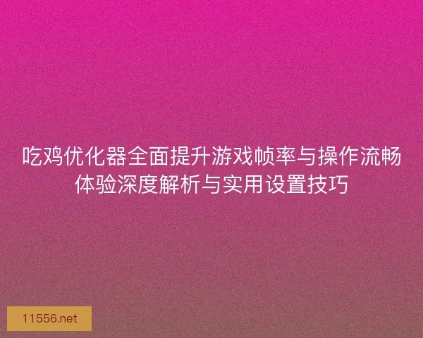 吃鸡优化器全面提升游戏帧率与操作流畅体验深度解析与实用设置技巧